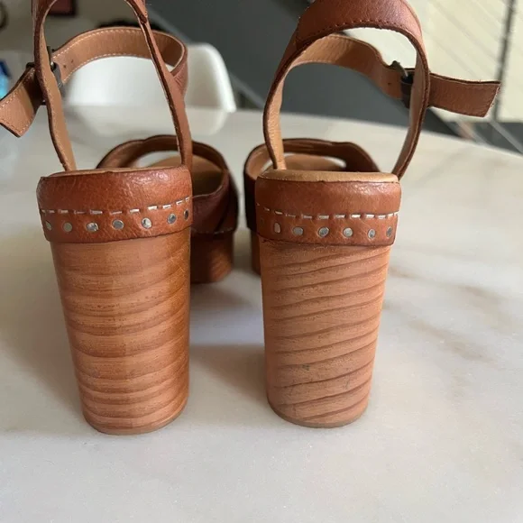 Free People Tan Leather Platform Sandals - Picture 4 of 8